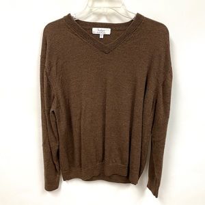 Turnbury Merino Wool Brown VNeck‎ Sweater
